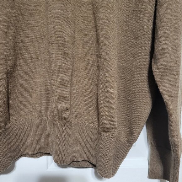 L.L. Bean Tan Brown V-Neck Merino Wool Sweater - Picture 10 of 12